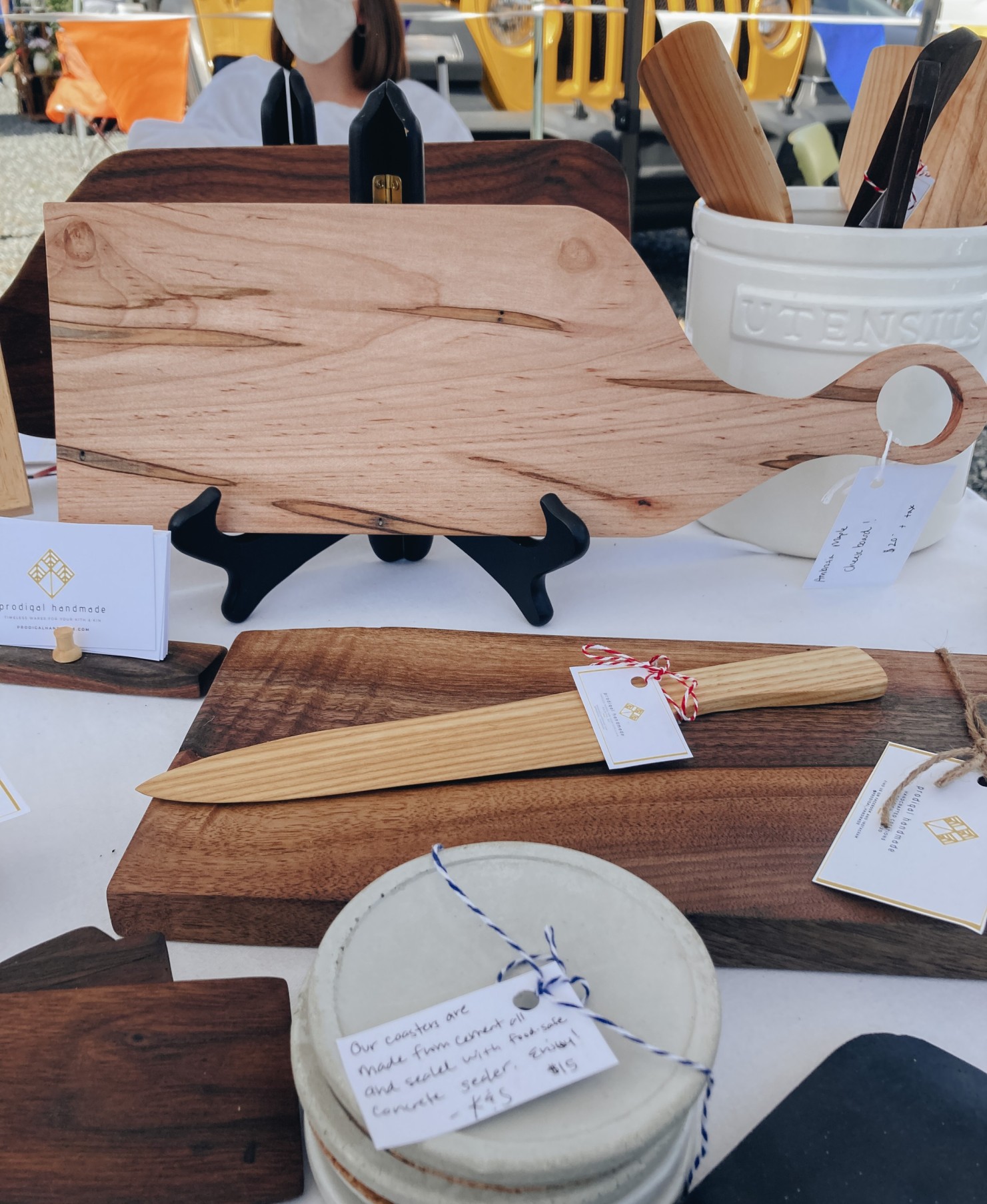 cutting boards and wooden knife